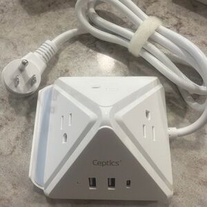 White Power Strip with USB Ports